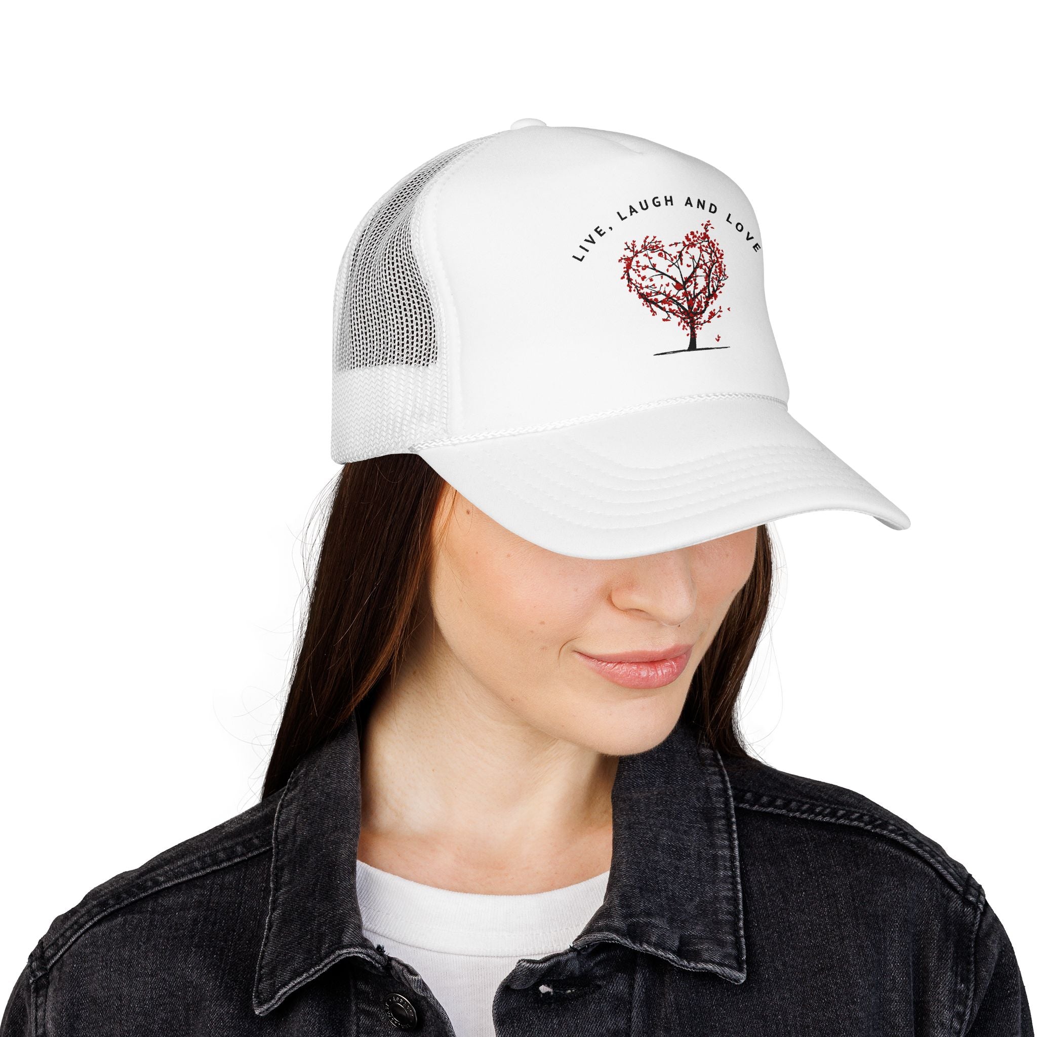 Ladies Hat — Live, Laugh and Love Heart Tree Mesh Cap