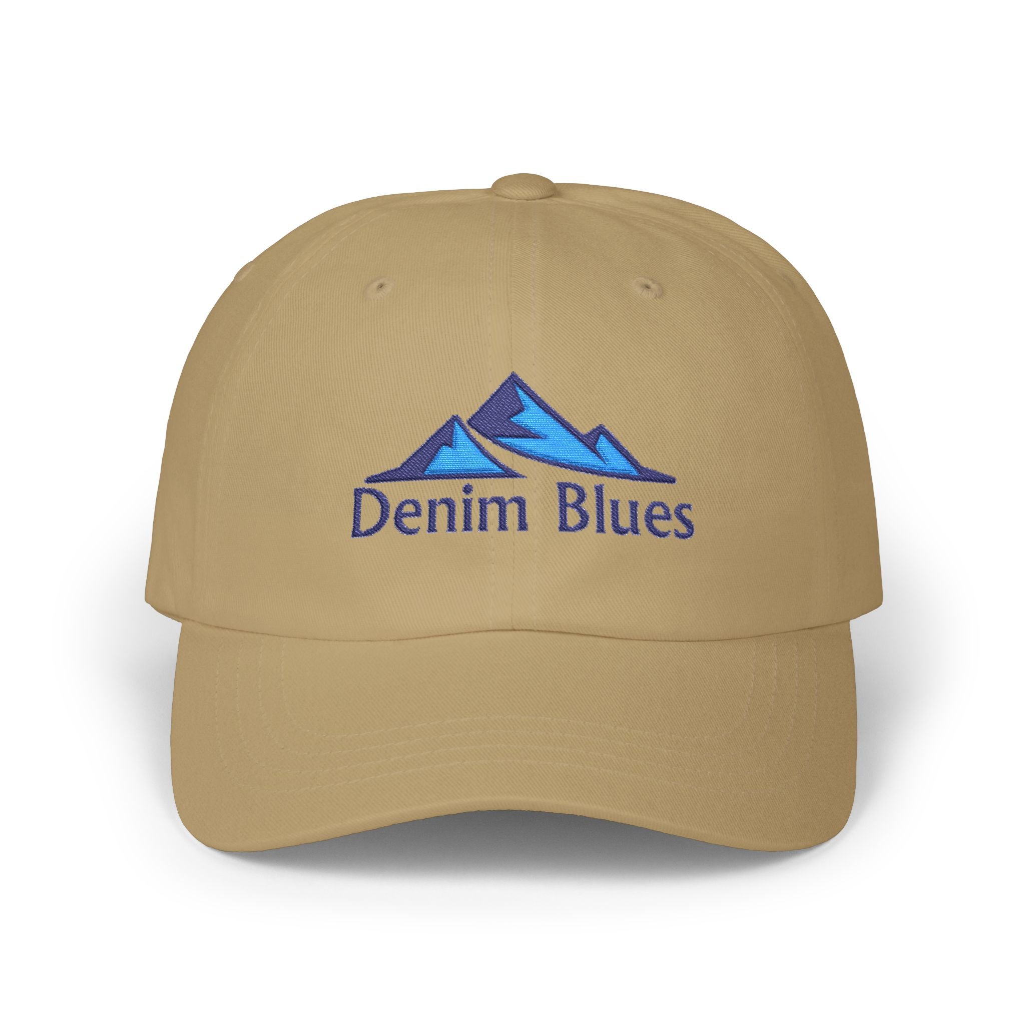 Denim Blues Mountain Cap — Embroidered Blue Mountain Logo Hat