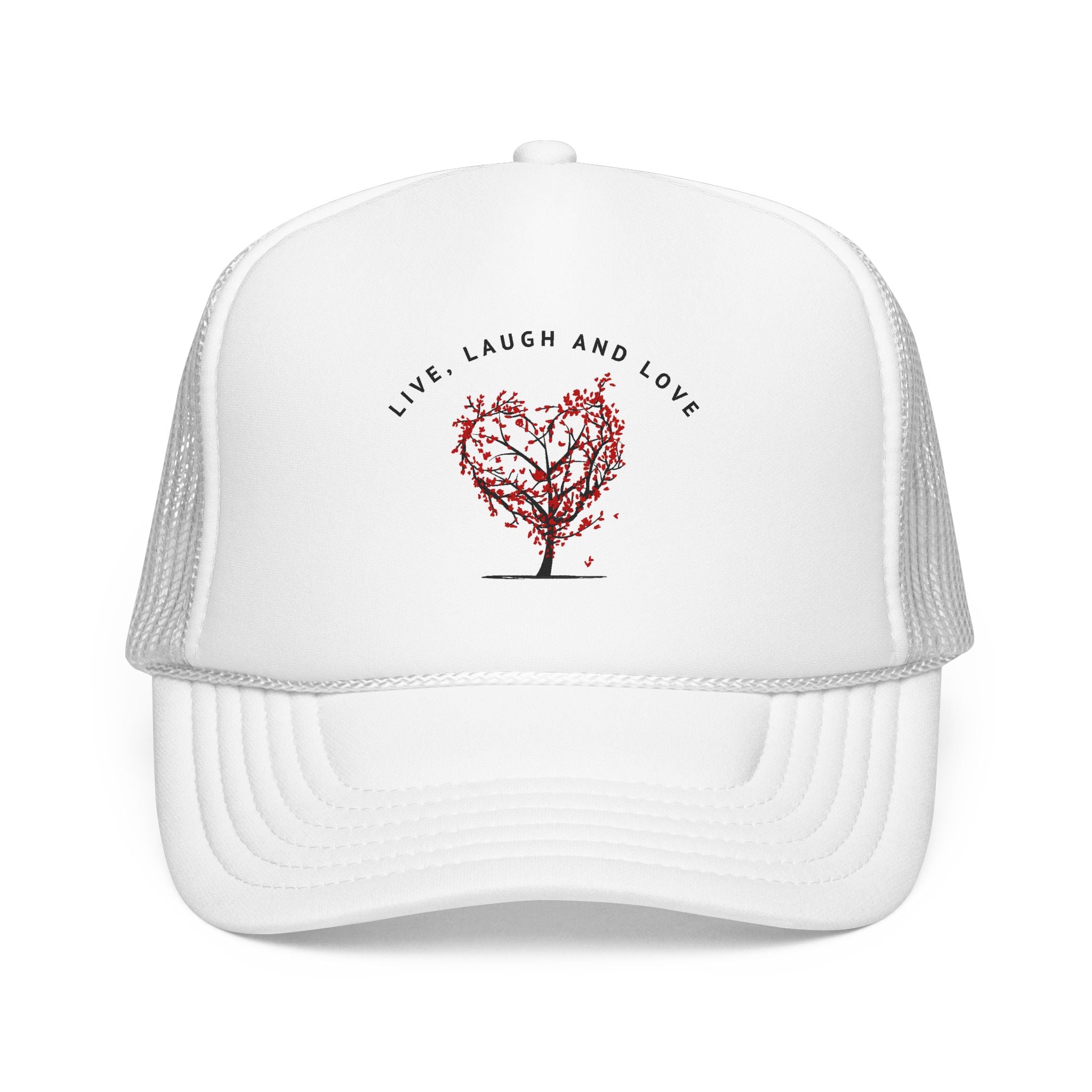 Ladies Hat — Live, Laugh and Love Heart Tree Mesh Cap