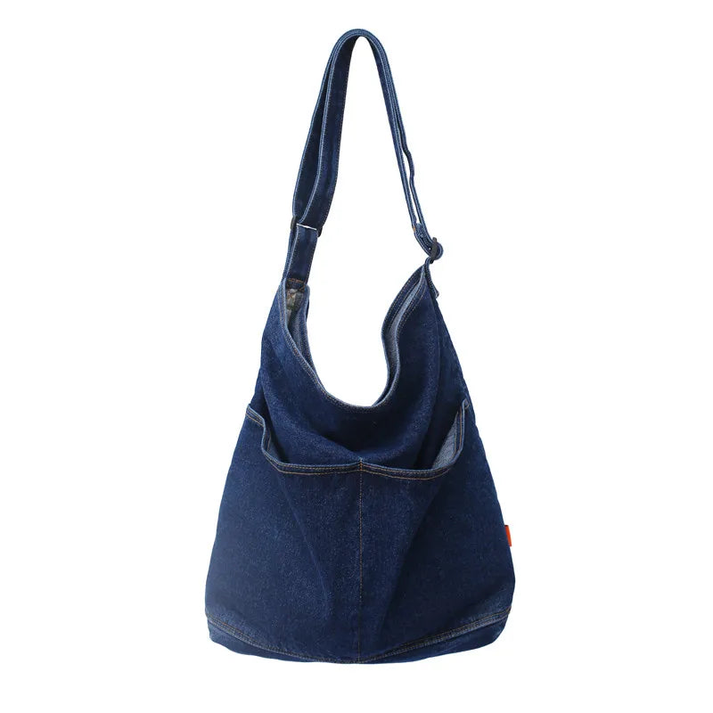 Denim Solid Color Large Capacity Casual Tote 2026 Hot Sale High Quality Bags Daily Leisure Versatile Durable Shoulder Bags