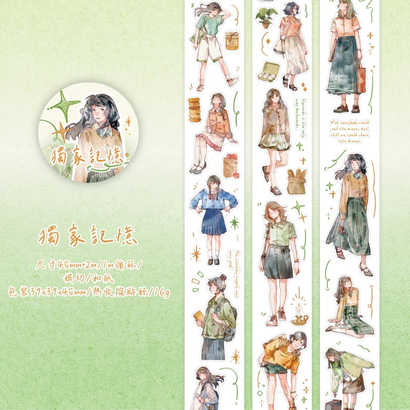 Journal GO 4.5x200cm Aesthetics Creative Girl Character Tape Sticker Diary Collage Junk Journal Scrapbooking Planner Washi Tape