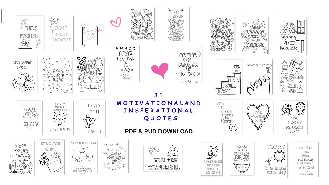 Motivational Quotes Coloring Book: Self-Healing Inspiration (Digital Download)