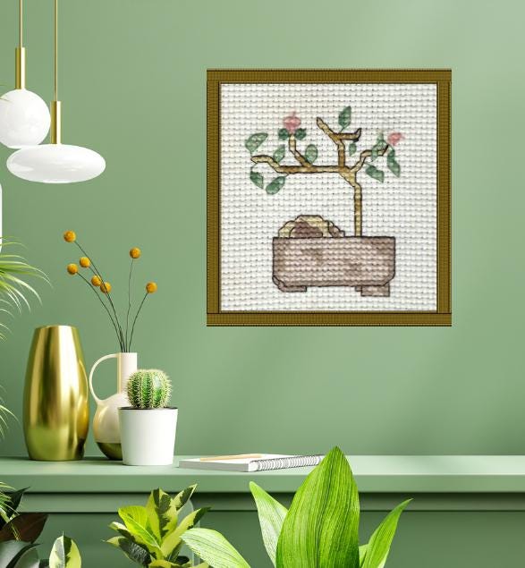 Bonsai Plant Cross Stitch Pattern